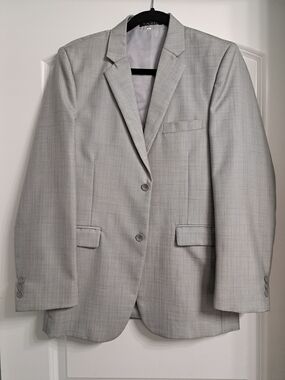3 Piece Light Gray Young Men's Suit Blazer - Classic Two-Button